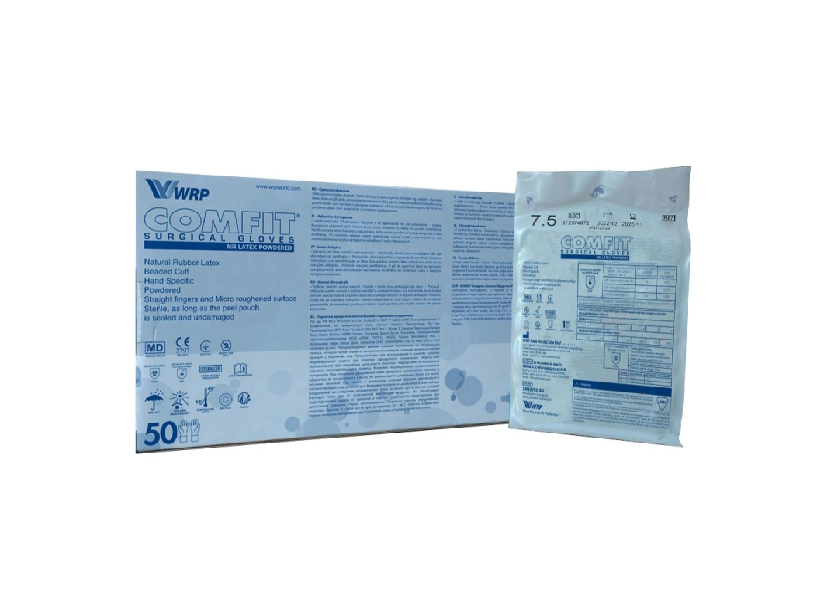 COMFIT LATEX SURGICAL GLOVES POWDERED, STERILE 